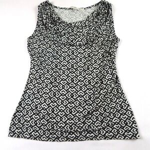 MAX STUDIO black white sleeveless cowl neck top Size M